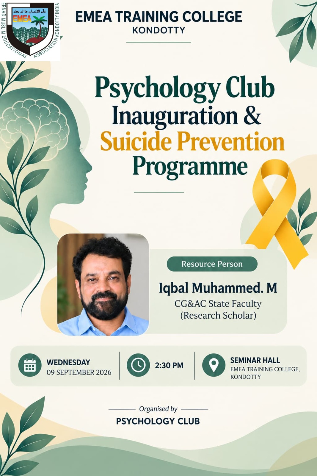 Psychology Club Inauguration and Suicide Prevention Awareness Session Held
